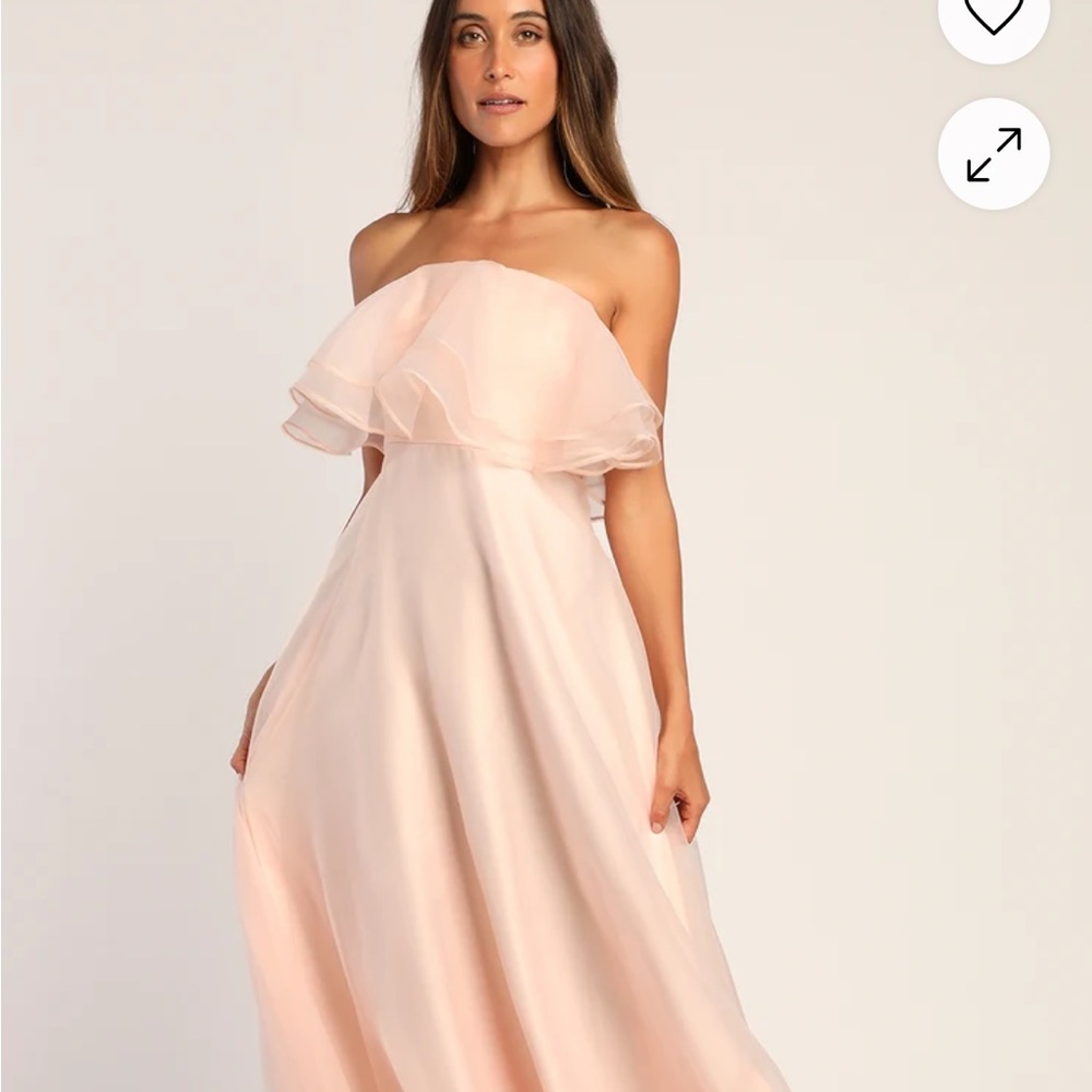 Lulu's Sweet Passion Light Pink Organza Maxi Dress